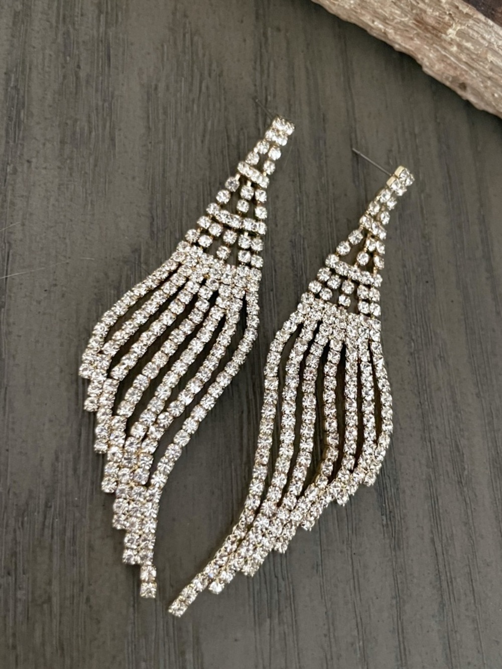 Crystal Rhinestone Drop Earrings - Picture 2 of 2